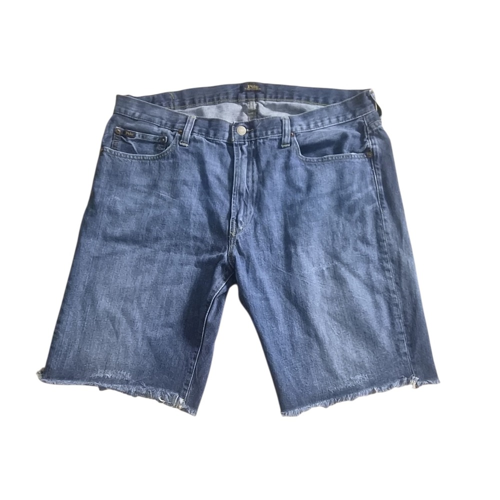 Polo Ralph Lauren Classic Fit Denim Shorts Mens 36 Blue Raw Hem Medium Wash
